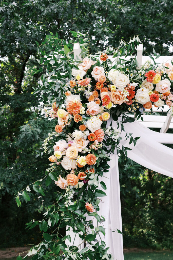 floral ceremony arbor in the terrace at countryside chalet