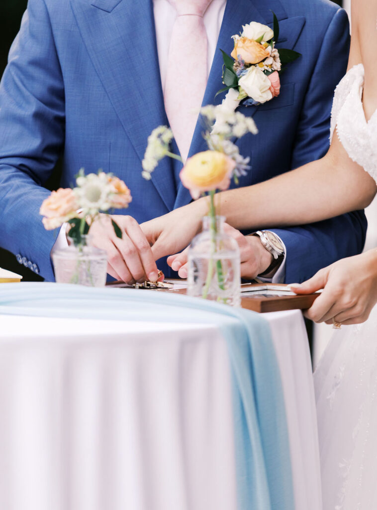 unity ceremony during countryside chalet wedding ceremony
