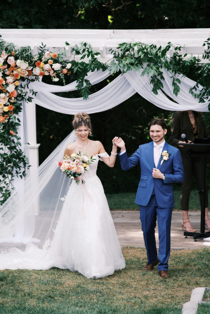 countryside chalet terrace wedding recessional
