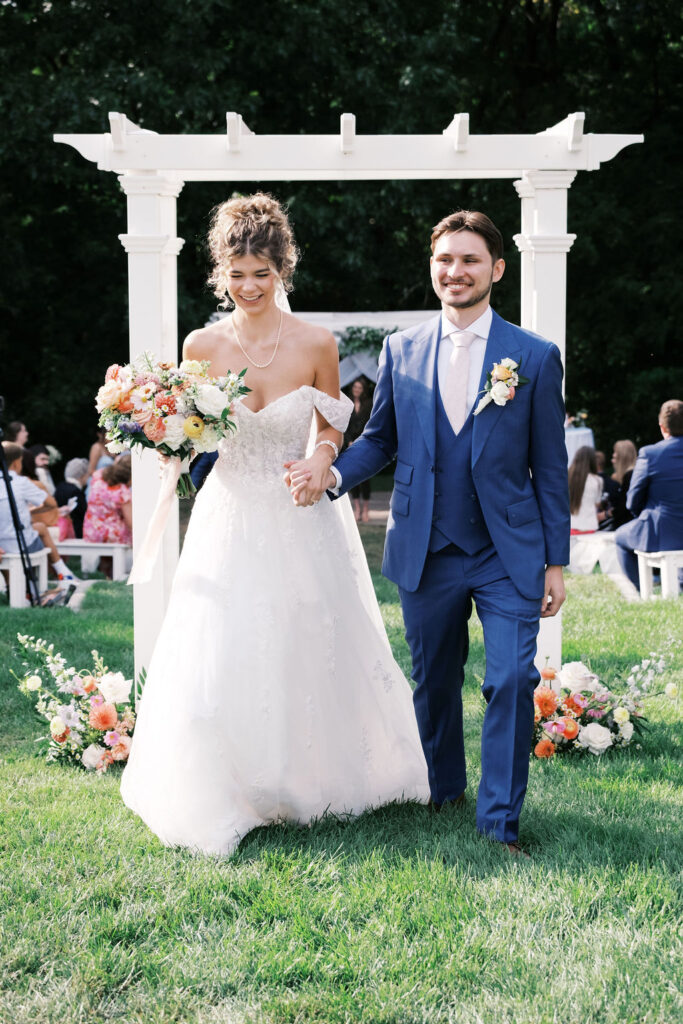 countryside chalet terrace wedding recessional