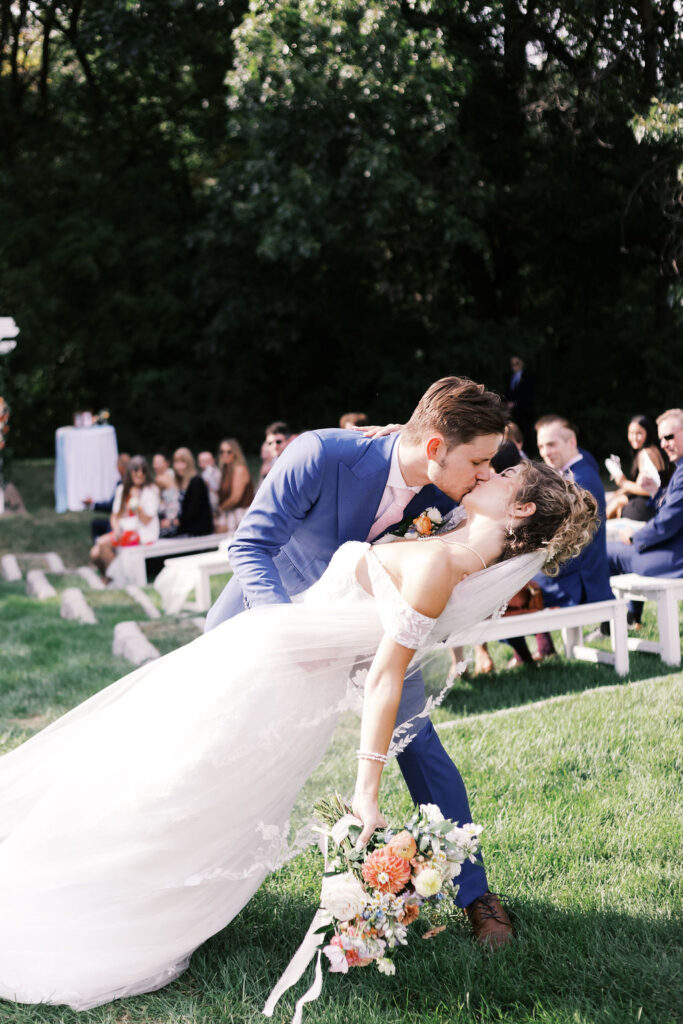 countryside chalet terrace wedding recessional