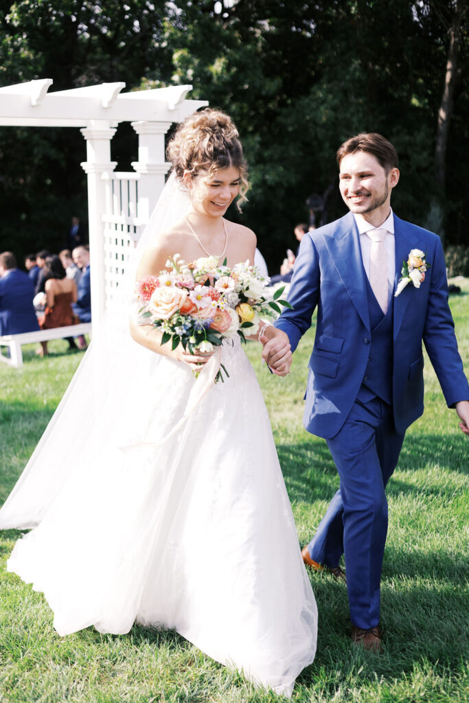 countryside chalet terrace wedding recessional
