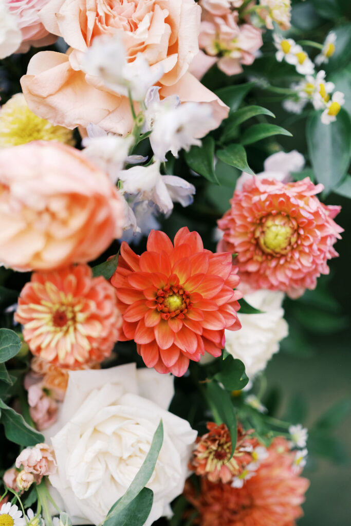 floral ceremony arbor in the terrace at countryside chalet