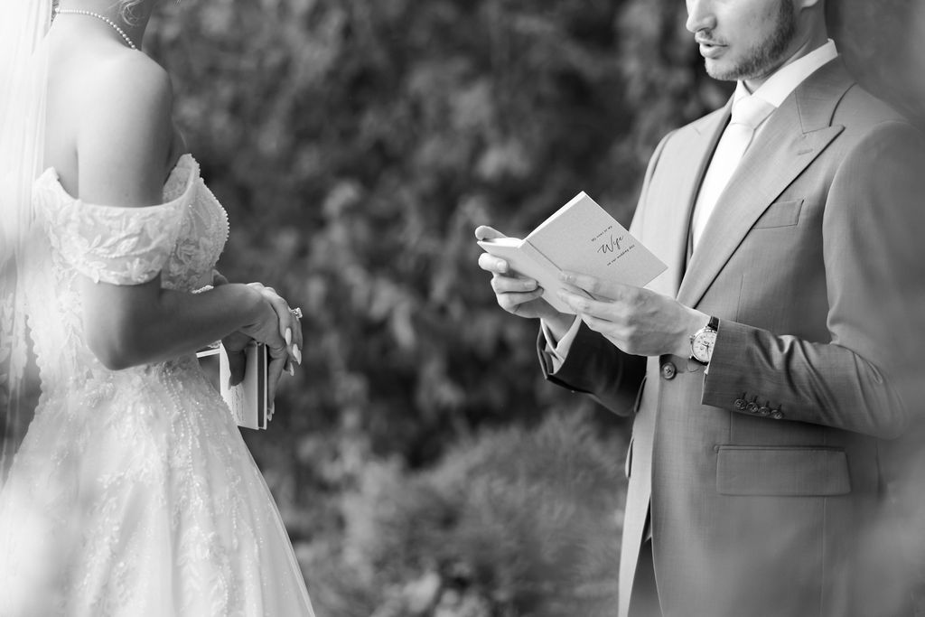 private vows in the garden at countryside chalet