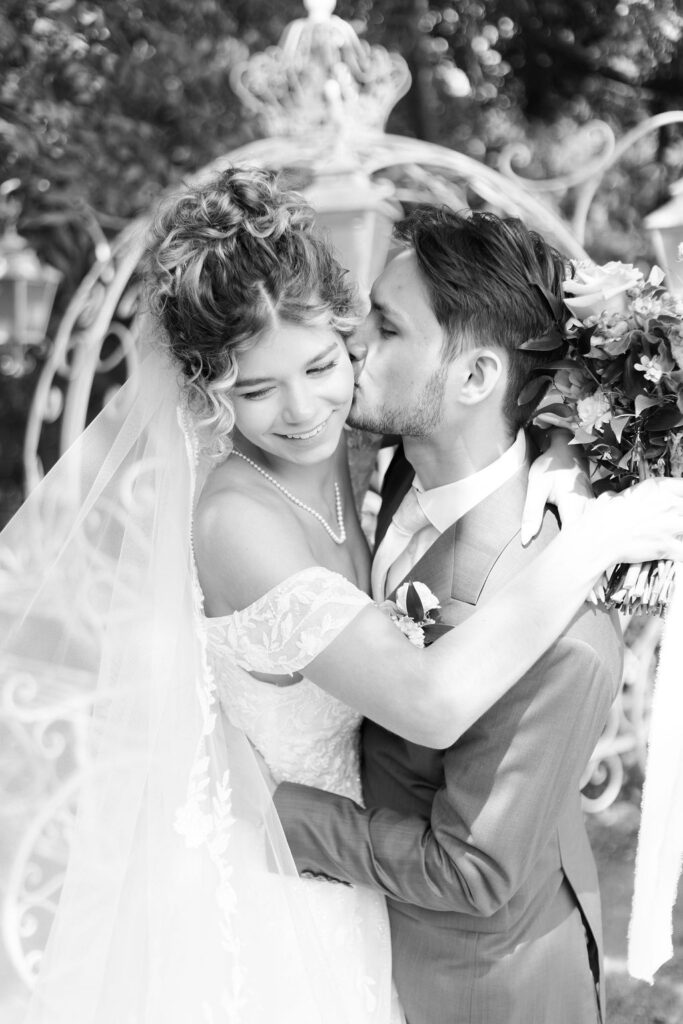 couples' portrait in the garden at countryside chalet