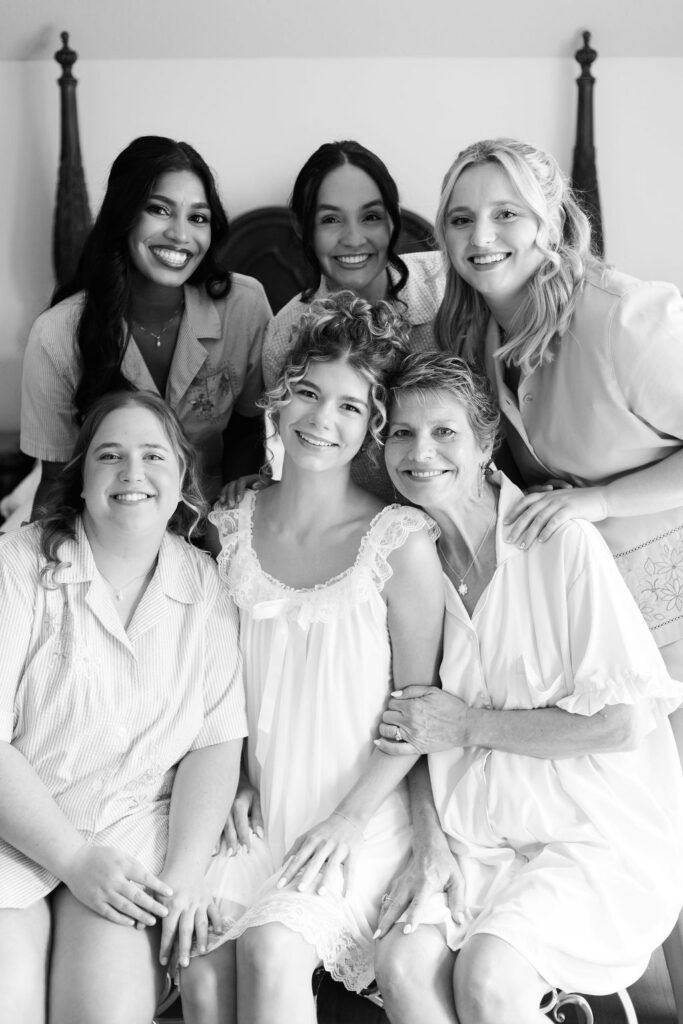 ladies getting ready at countryside chalet