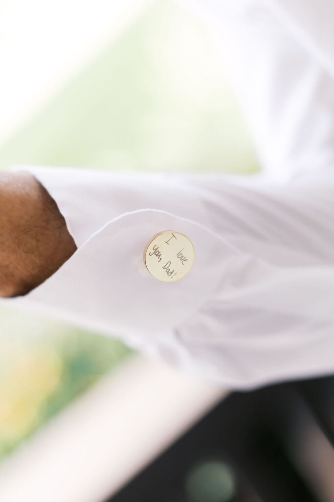 first look with bride and dad at countryside chalet
