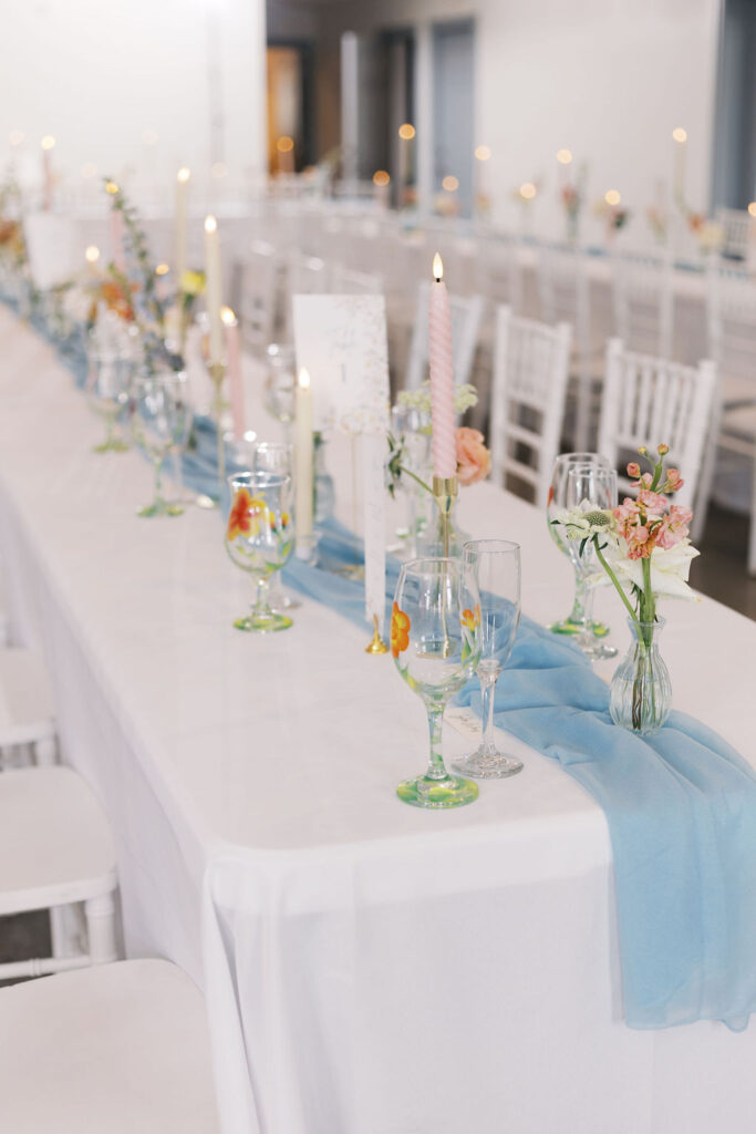 English garden wedding reception at countryside chalet