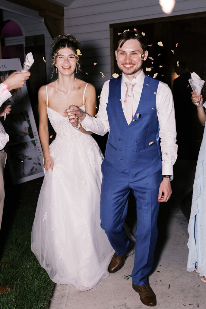 countryside chalet wedding grand exit