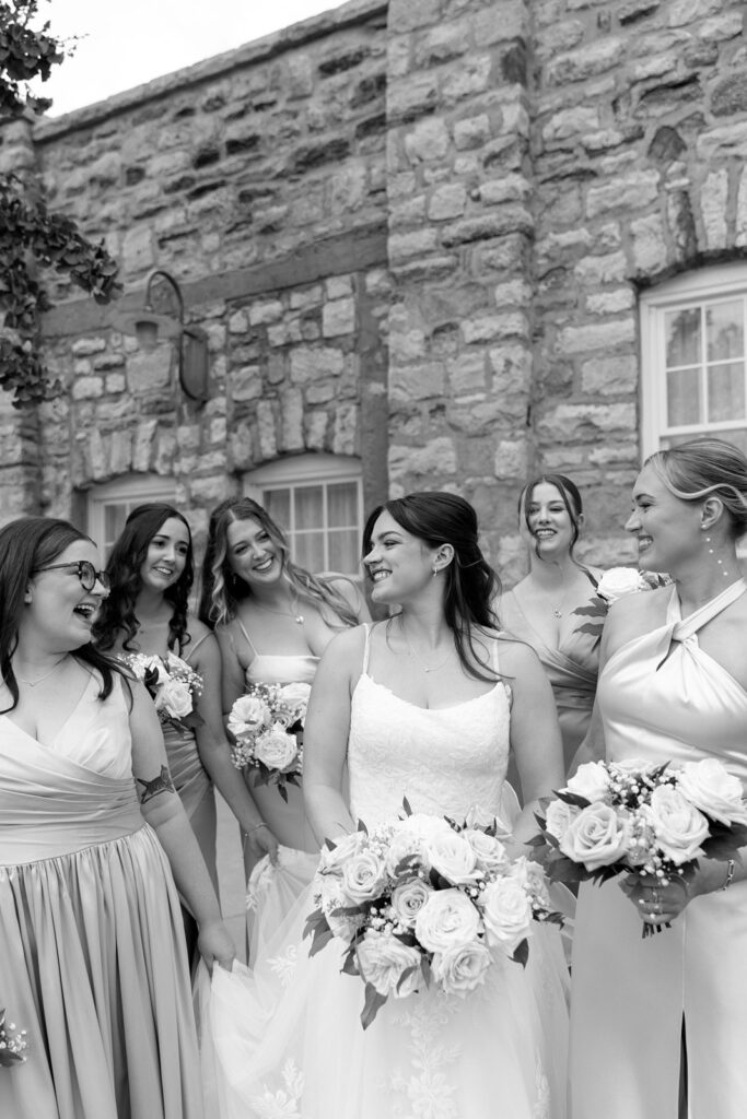 wedding party photos outside of Stone Manor