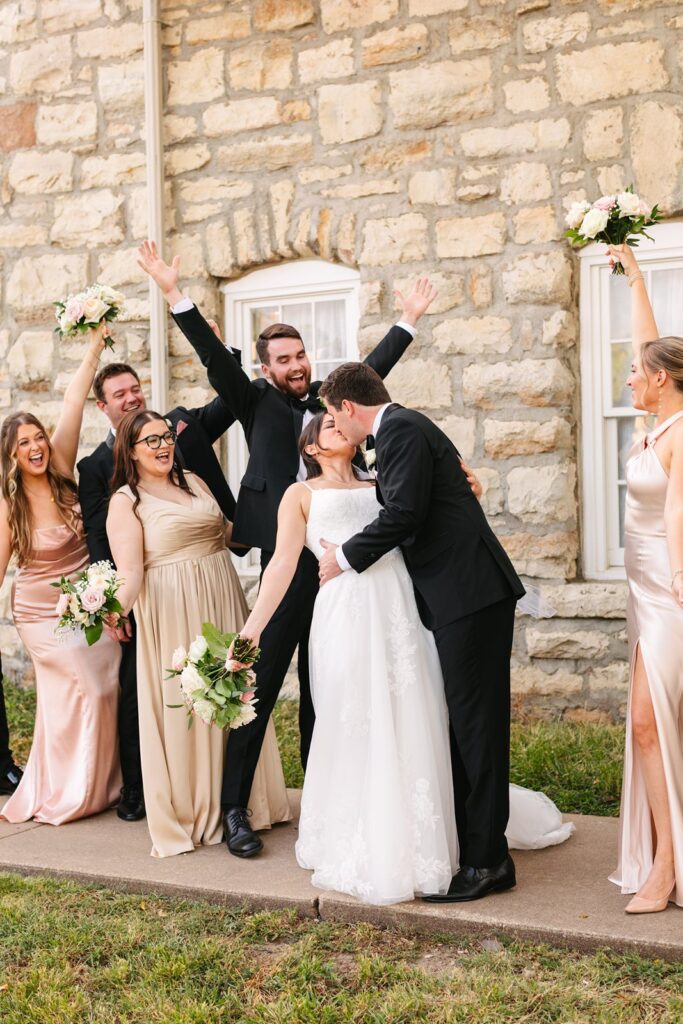 wedding party photos outside of Stone Manor