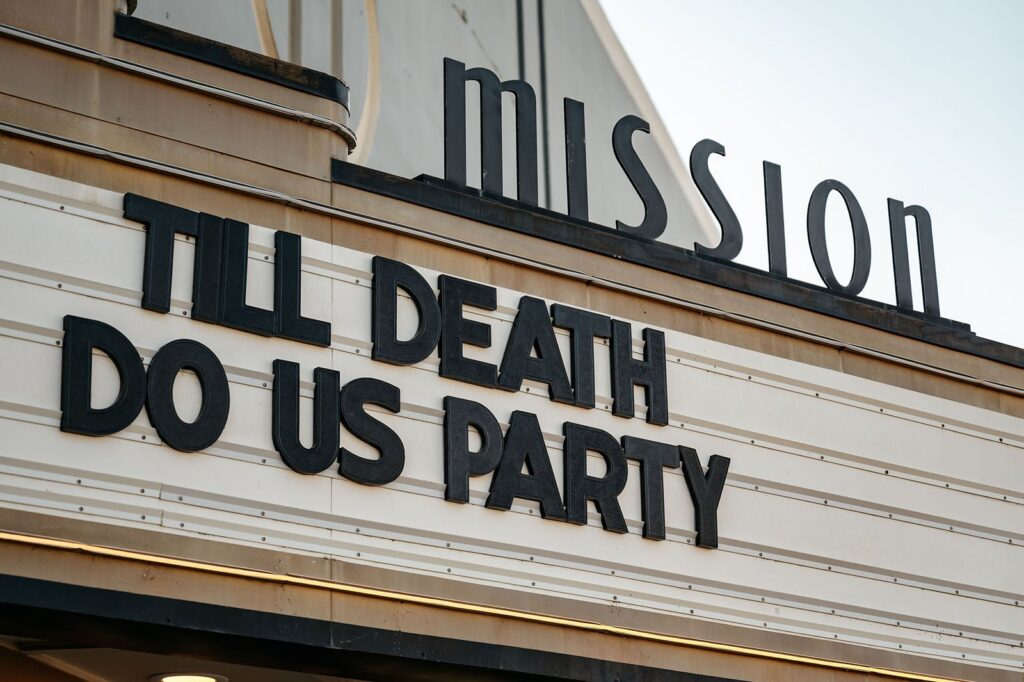 Mission Theatre bulletin board